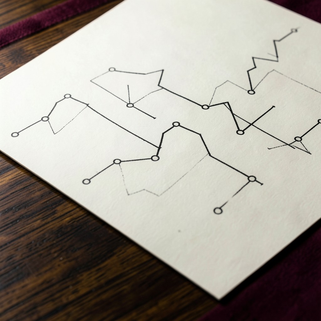 A sheet of paper with hand-drawn zigzag price swings and blank circles at the turns